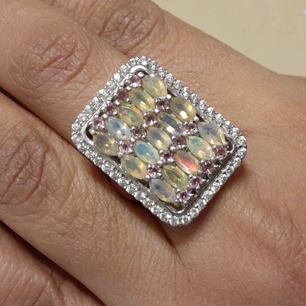 925 Ethiopian Opal and Multi Gemstone Ring.